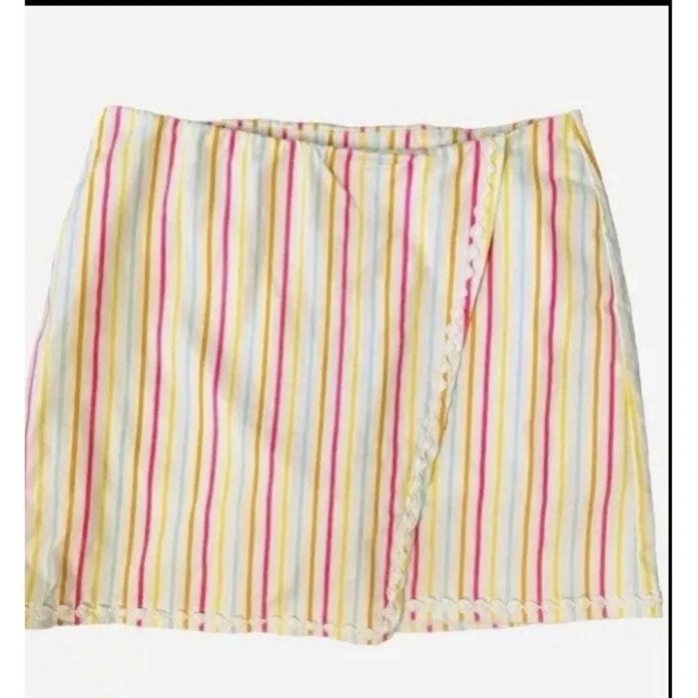 CROWN & IVY Skorts Multicolor orange‎  Stripes Sz 10 Skirt Shorts